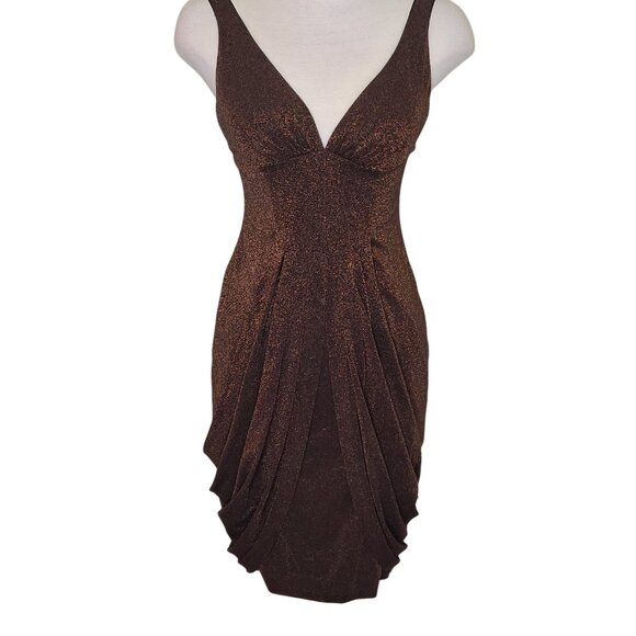 Selina Designer Bronze Metallic Cocktail Dress - Picture 1 of 6